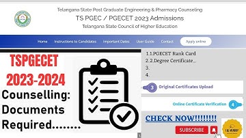 Documents list for counselling & Online document verification for TSPGECET 2023 | ✅ #tspgcet #jntu