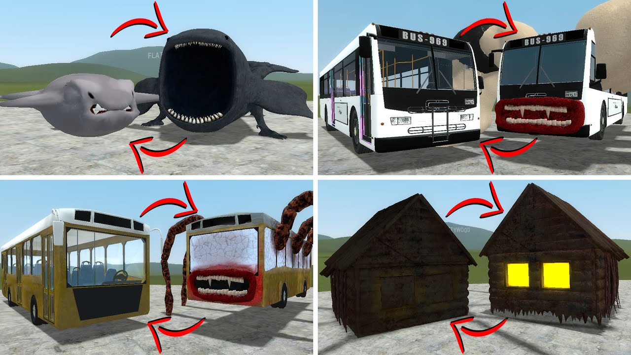 EVERYTHING TURNED INTO MONSTERS: BLOOP, BUS EATER BUILDER, BUS EATER VS ...