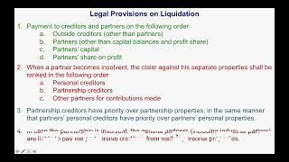 Partnership Liquidation: Concepts, Preparation of Statement of Liquidation vid231