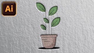 Plant in Pot In Illustrator cc - Tutorial - كيف ترسم نبتة في وعاء بطريقة الفلات ارت على الاليستريتور