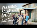 Take a Tour of this Unique Earthbag Solar Shed Office + Guest Room, Built by our Family of 6!