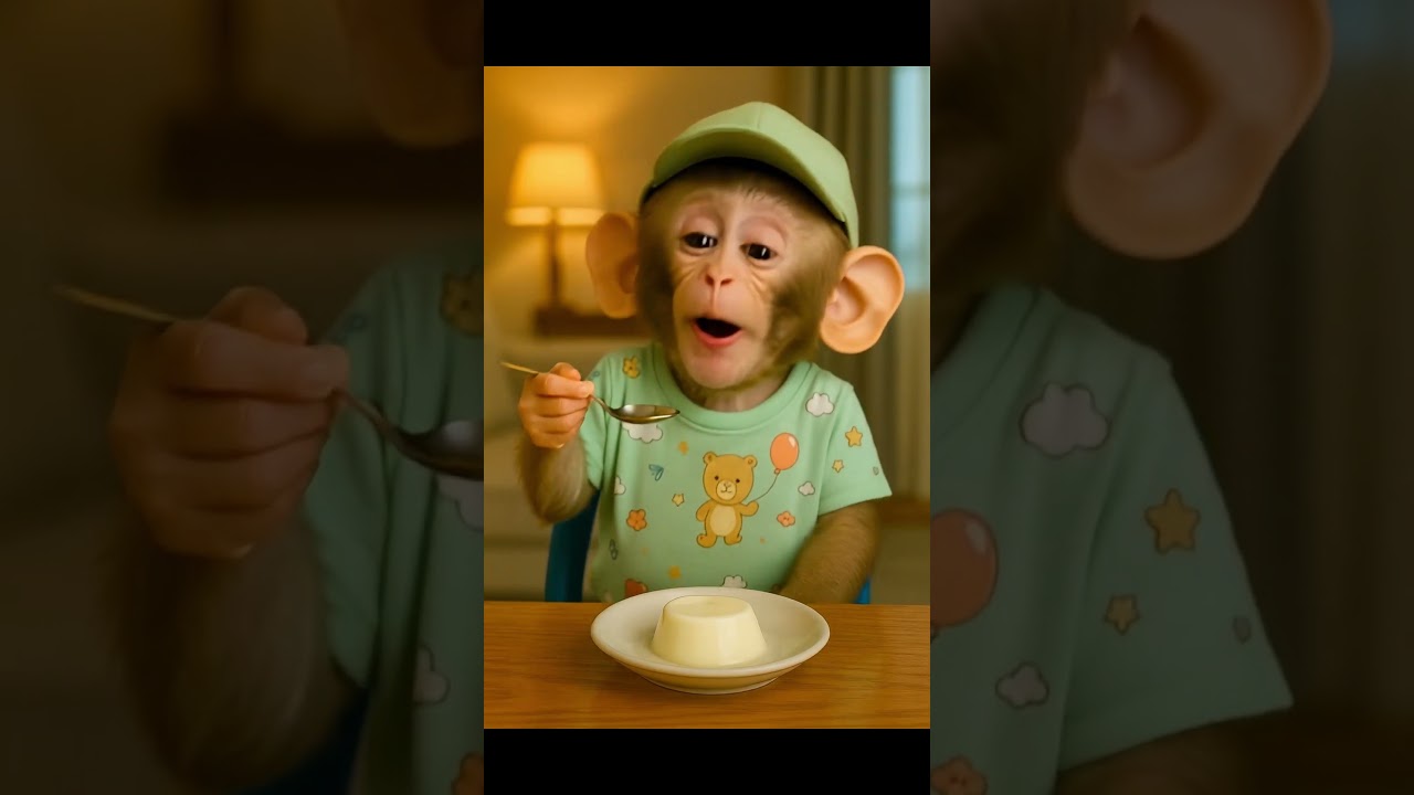 Funny Monkey Eats Italian Dessert 🍮😂🐒
