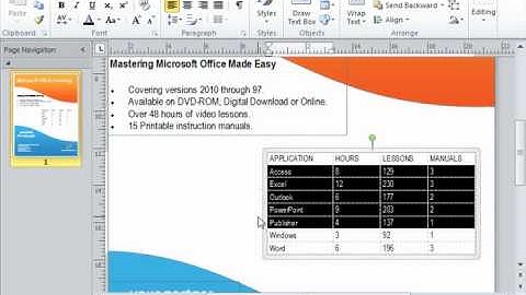 Publisher 2010 Tutorial Selecting Table Elements Microsoft Training Lesson 8.2