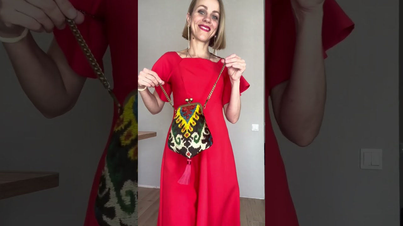 Сумка на фермуаре из узбекской ткани