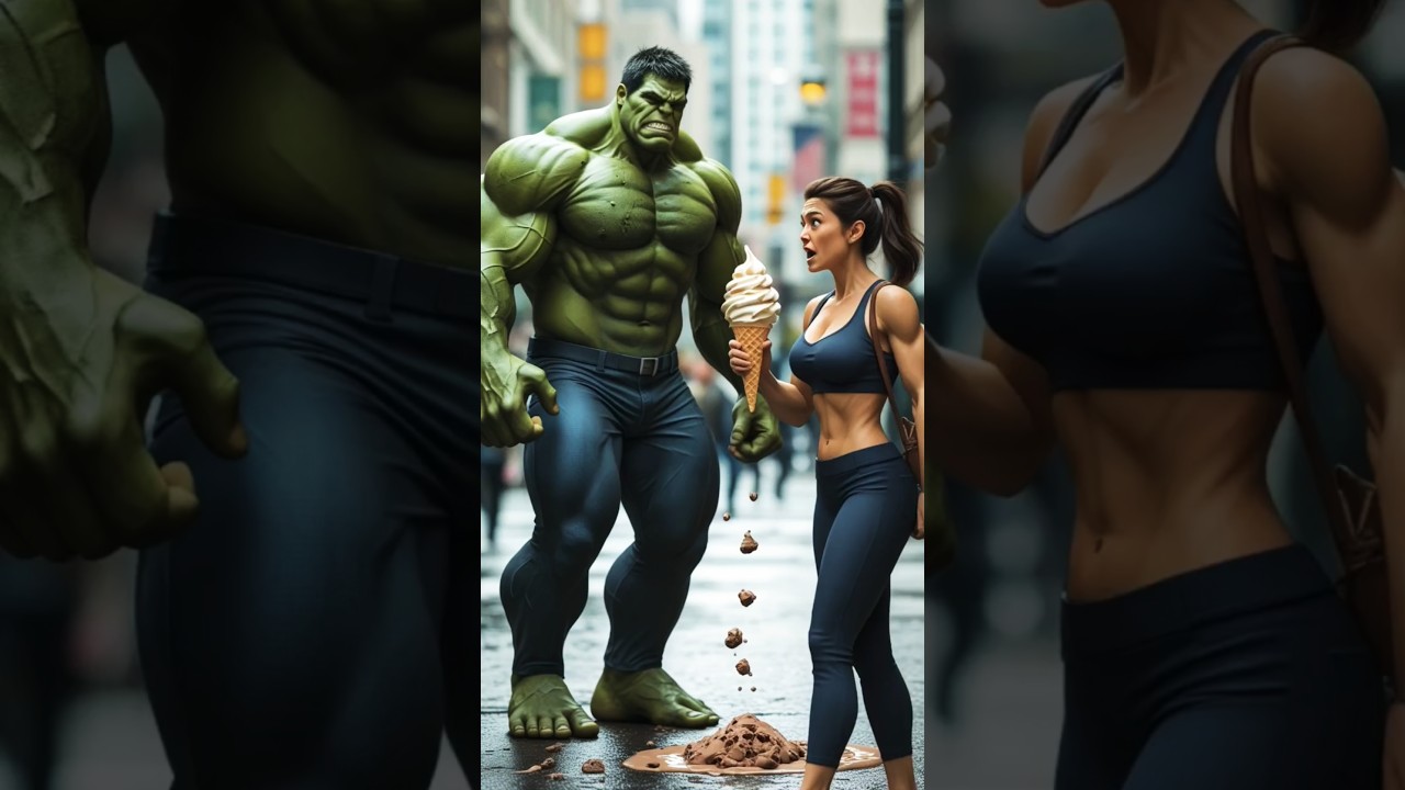 Superhero Meets Ice Cream Mishap: Hilarious City Scene