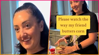 The Internet is divided after a woman reveals her unusual method for spreading butter on