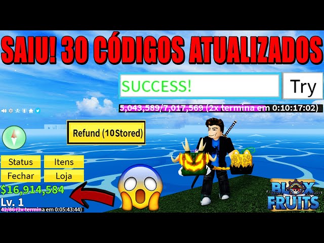 TODOS* OS CÓDIGOS COM 3H DE DOUBLE EXP NO BLOX FRUITS !! « Zetsu3K