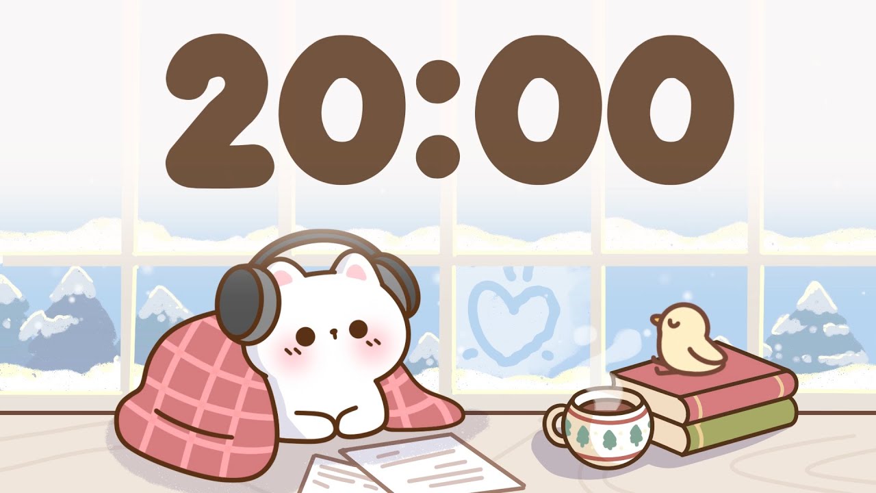 20 Minute Timer for classroom 🐱 Chill & Study Focus Music - YouTube