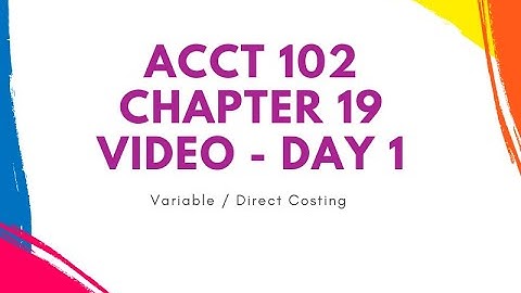 Chapter 19 Day 1 Variable Costing