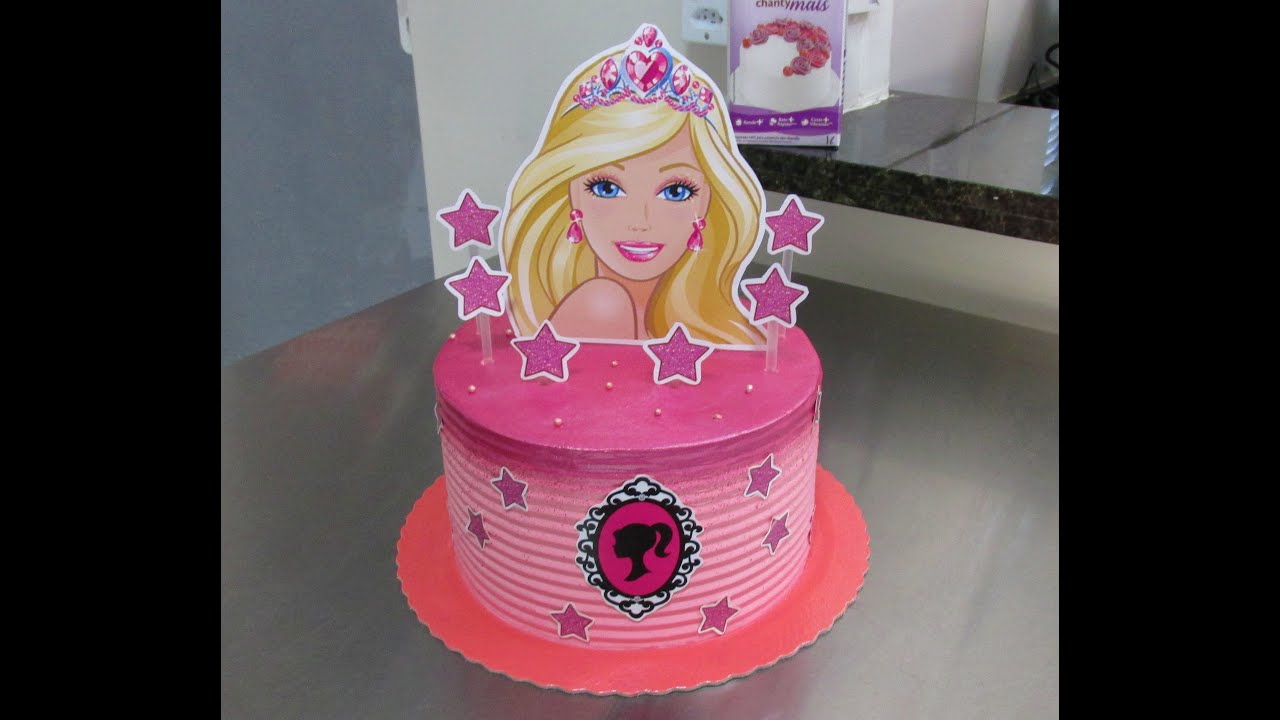 MINI BOLO DA BARBIE - BARBIE CAKE MONTAGEM E DECORAÇÃO 