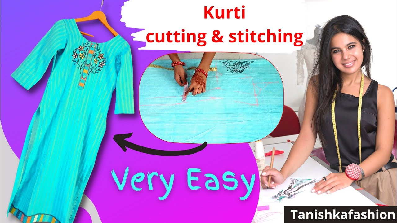 DIY Side Slit Kurti Cutting and Stitching/Designer Kurti Cutting and  Stitching - YouTube