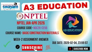 NPTEL Basic Construction Materials Week 2 Assignment Answers | noc26-ce56