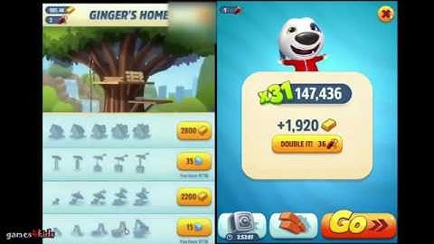 Ginger VS Hank - My Talking Cat Tom Gold Run iOS Android gameplay for kids