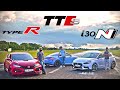 Honda Civic Type R vs Hyundai i30 N Performance vs Audi TTS | 0-100 km/h | 60-200 km/h | Hot lap