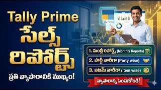 Tally Prime Sales Reports in Telugu | Monthly, Party & Item Wise Reports Explanation