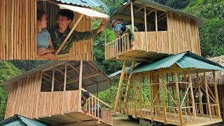 Completing walls and windows on the 2nd floor  Cabin construction | Linh's Life