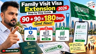 Saudi Family Visit Visa Extension 2026 | Step by Step Guide | Insurance, Fees & Absher