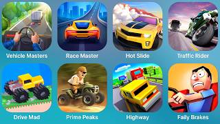 Vehicle Masters, Race Master, Hot Slide, Traffic Rider, Drive Mad, Prime Peaks, Blocky Highway, Fail screenshot 4