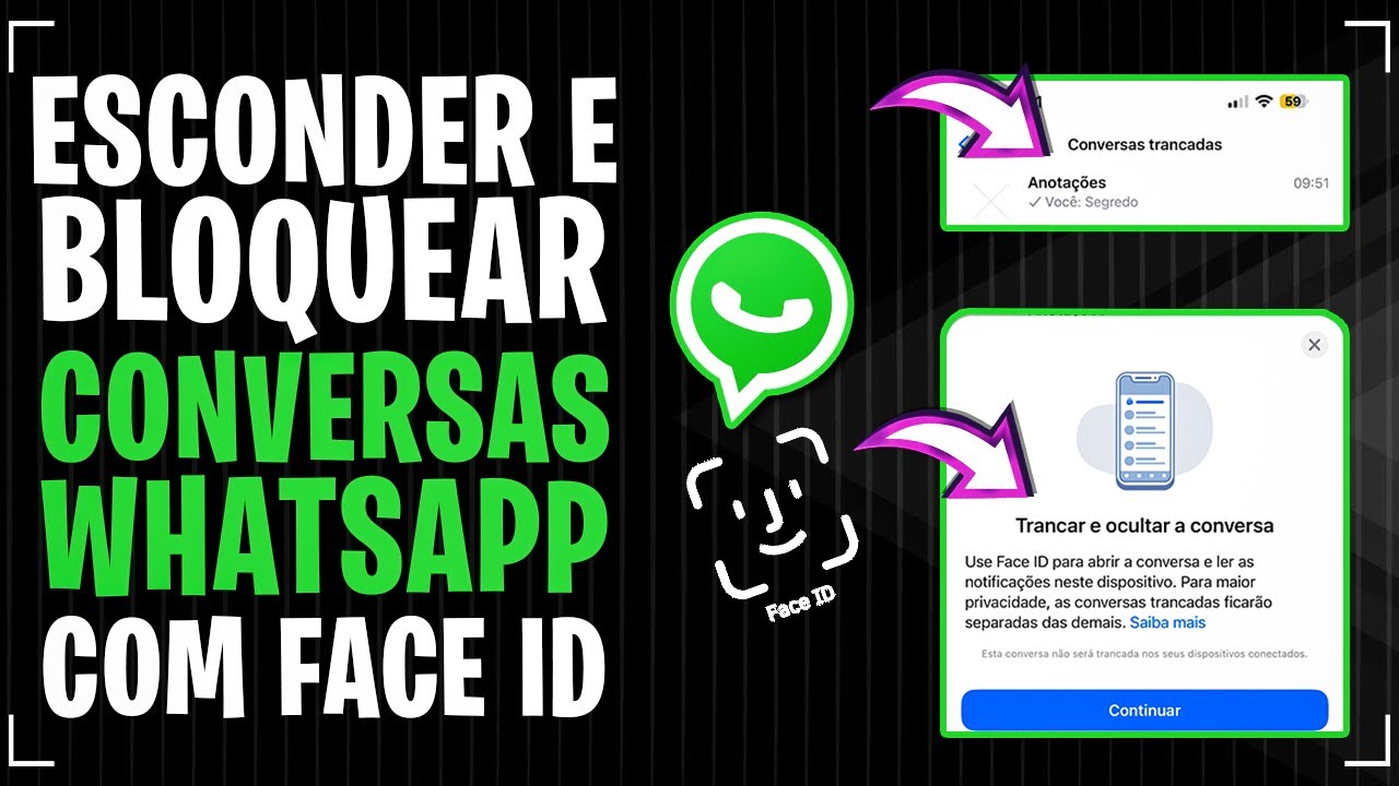 Como ESCONDER e BLOQUEAR conversas do WhatsApp com FACE ID ou TOUCH ID