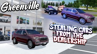 (GOT ARRESTED) STEALING CARS FROM THE DEALERSHIP!!! || ROBLOX - Greenville Roleplay
