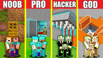 Minecraft Battle: SECRET TRAP HOUSE BUILD CHALLENGE - NOOB vs PRO vs HACKER vs GOD / Animation HOLE