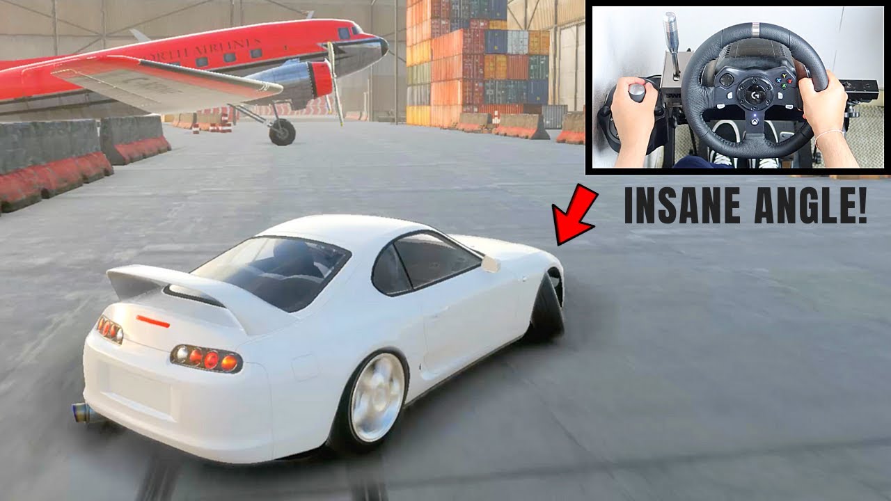 Drifting Toyota Supra at Airfield in Car X Drift Racing (Steering Wheel + Shifter) Gameplay