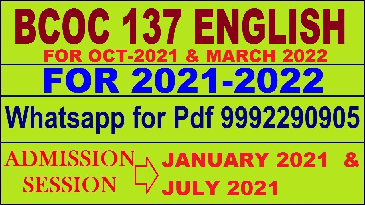 BCOC 137 Solved Assignment 2021-22 in English Pdf @40rs 9992290905.
