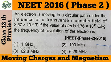 An electron is moving in a circular path under the influence of a transverse magnetic field of 3.57