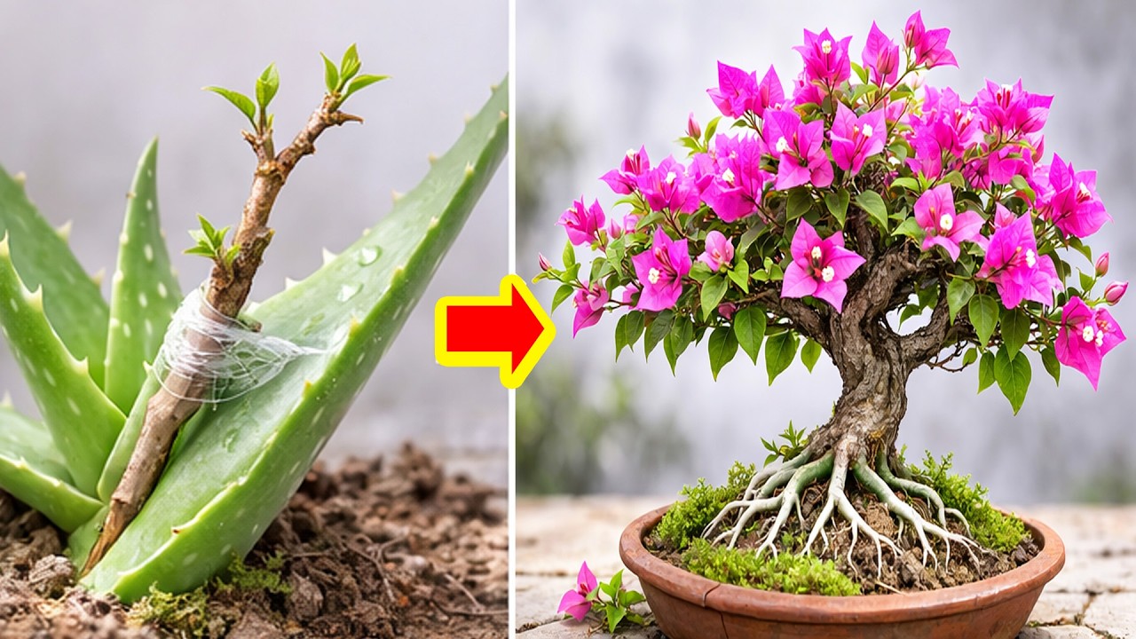 Grow Bougainvillea on Aloe Vera Amazing Bloom Hack