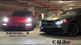 Tesla Model 3 Performance VS Mercedes AMG C63 S Edition 1