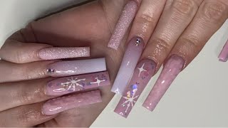 PINK HOLIDAY NAILS | Watch Me Work