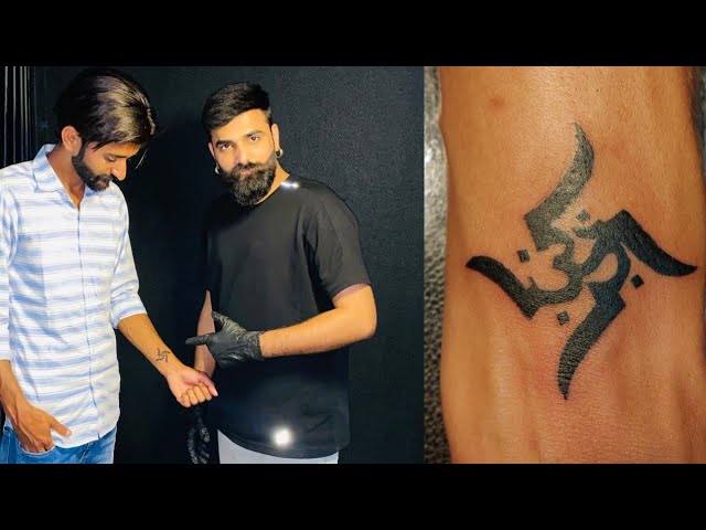 Trishul Om with Swastika Tattoo Waterproof Temporary Body Tattoo Boy and  Girl Tattoo  Amazonin Beauty