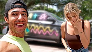 I SPRAY PAINTED HER CAR! *This broke her heart*