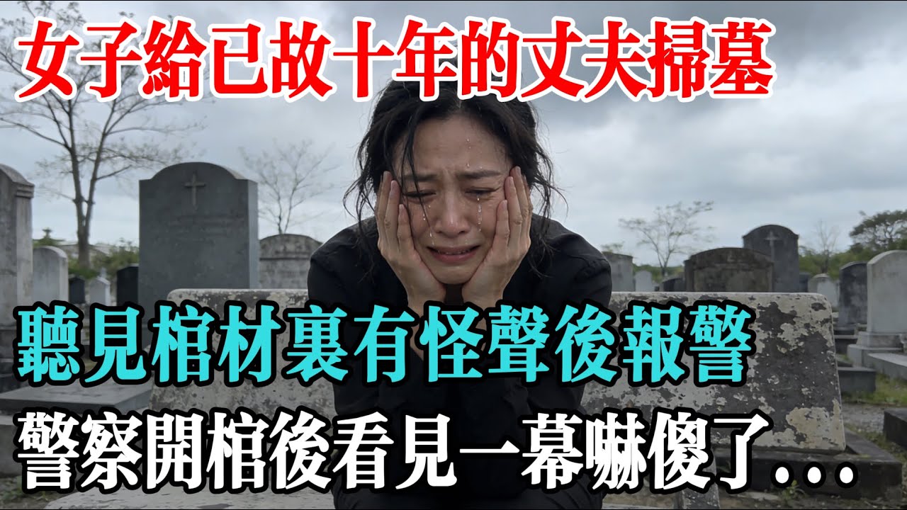 女子給已故十年的丈夫掃墓，聽見棺材裡有怪聲後報警，警察開棺後看見一幕嚇傻了！