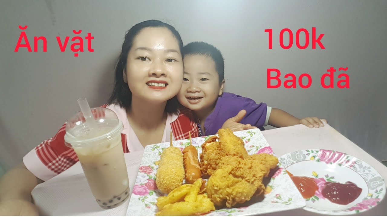Gà rán ,trà sữa trân châu ăn vặt 100k no cả nhà#203 - YouTube