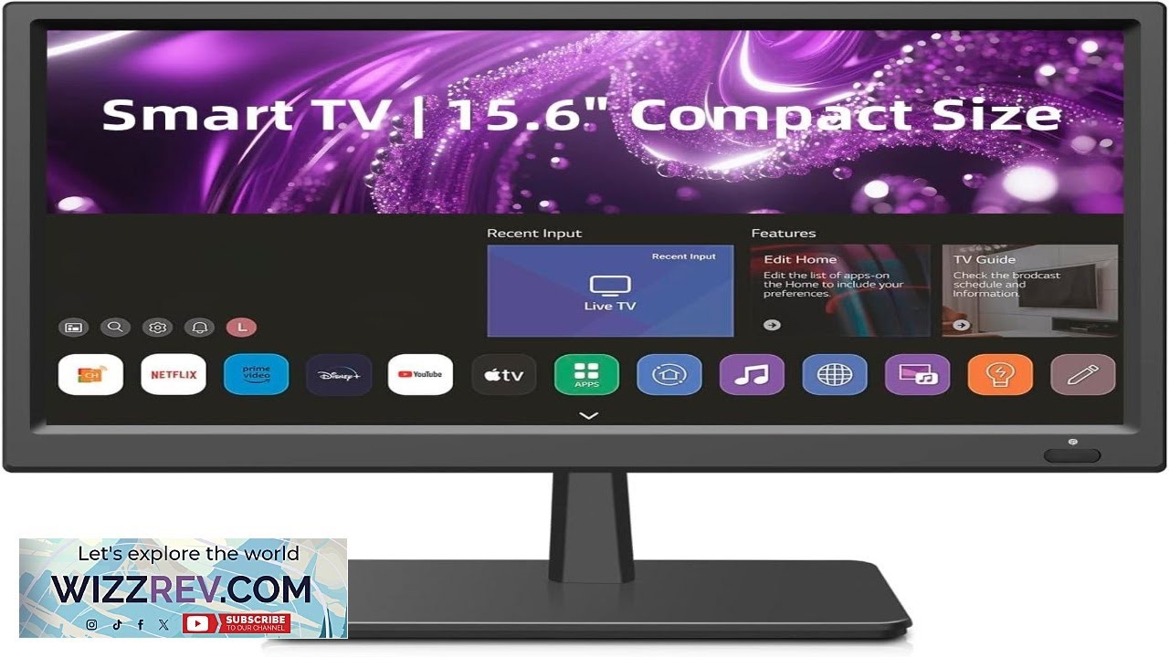 Компактный кухонный телевизор Feihe 15,6 дюйма с разрешением Full HD 1080p