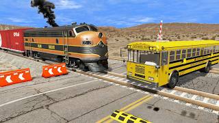 Trains & Cars Crashes and Cars vs Rails | BeamNG.Drive #3 screenshot 4