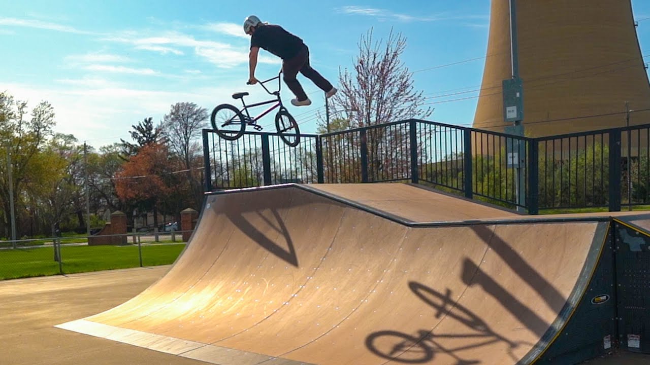 Riding BMX Bike Skatepark In Michigan City Windy Day YouTube