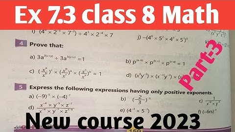 Exercise 7. 3 unit 7 Exponents and Laws of exponents class 8th Math kpk and PTB|New course 2023 P-3