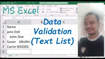 Data Validation for text List in MS Excel Spreadsheet