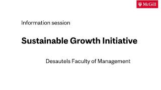 Sustainable Growth Initiative (SGI) Information Session