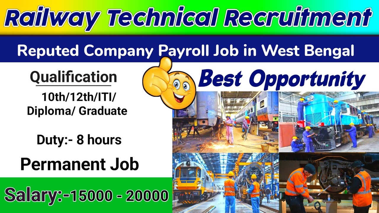 Railway Maintenance Technician Vacancy 2025 | Job In Kolkata | Job For Freshers 