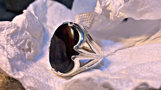Beautiful Silver Ring Making Process | How to Make Silver Ring With dark brown Aqeeq Stone