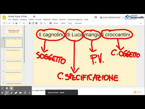 Analisi logica di frasi PRIMA PARTE    Presentazioni Google