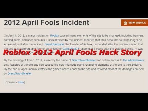 Roblox 2012 April Fools Hack Story Youtube