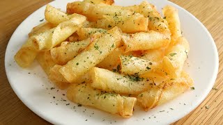 Only 3 Ingredients, Double Crispy Fried Potatoes | Potato Roll Chips, Potato Snacks