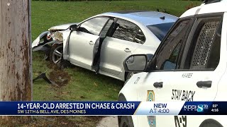 Des Moines police say teen stole car from Hy-Vee shopper, led chase before arrest
