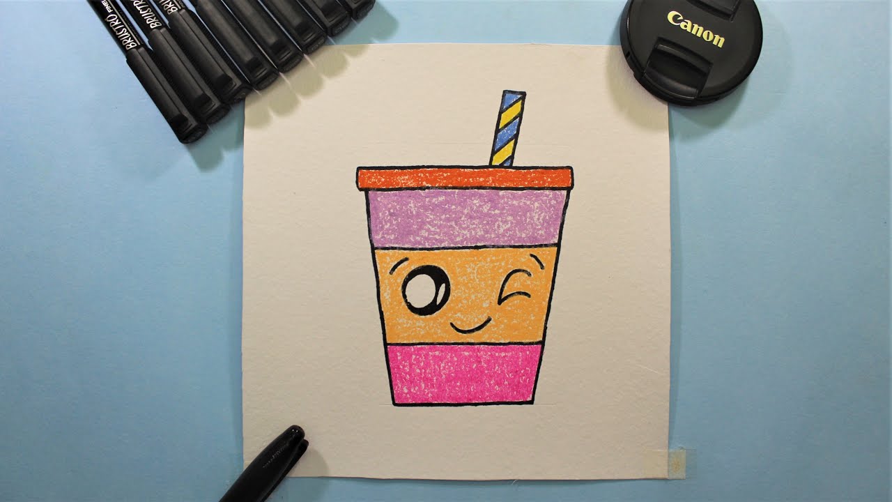 How to Draw a Cute Drink - Draw for Kids | Sunday Art Class (Food ...