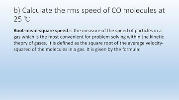 Calculating average speed, root-mean-square speed (RMS) and most probable speed of gases (10.81)