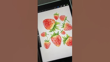 Simple Watercolor Strawberries in Procreate. Read below #shorts #watercolor #procreate #digitalart